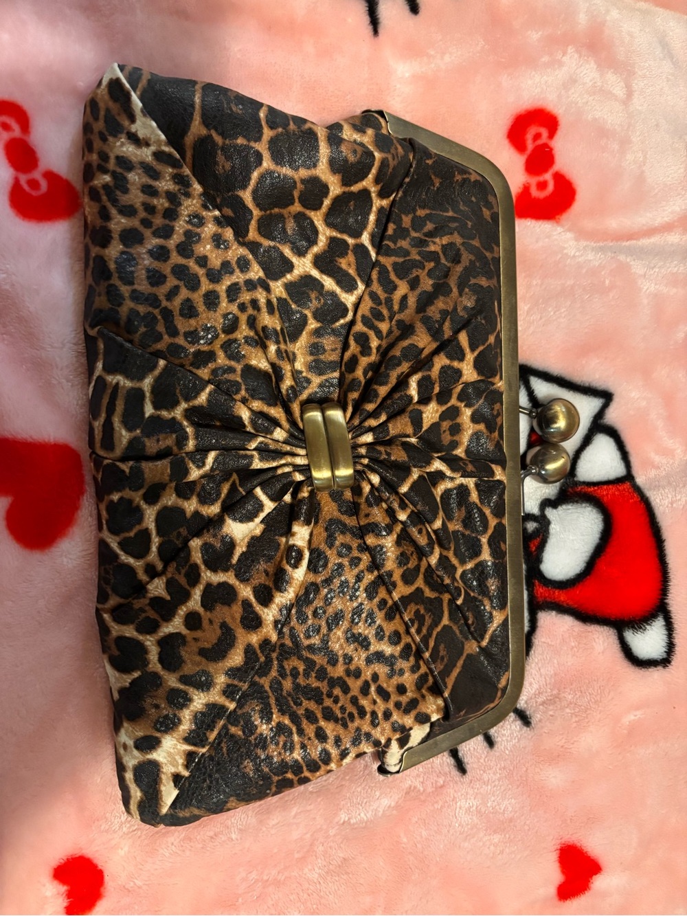 Jessica Simpson Leopard Print Frame Clutch in Brown and Black